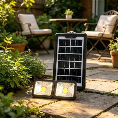 Kit de iluminación Solar de emergencia, batería de gran capacidad de 3600mAh, Panel Solar de 4W, juego de luces LED para exteriores con salida multipuerto